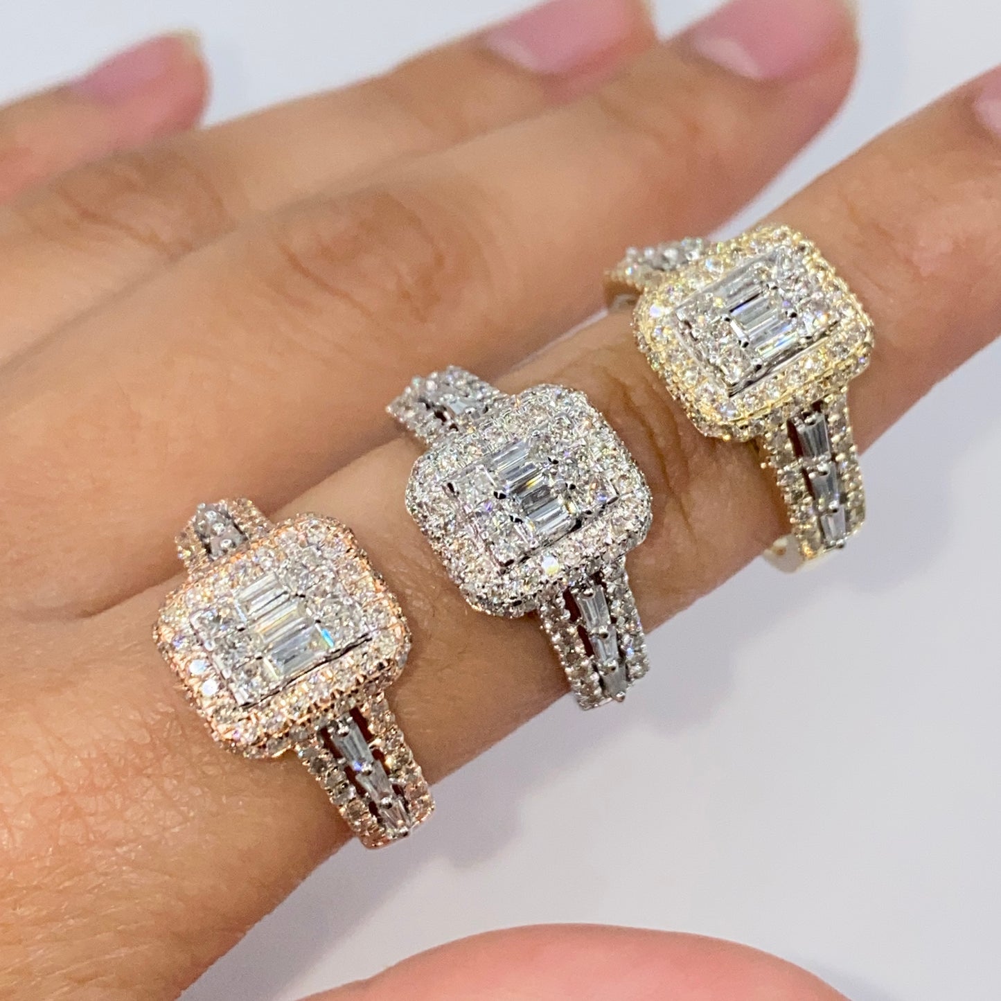 14K Athena Rectangle Diamond Engagement Ring