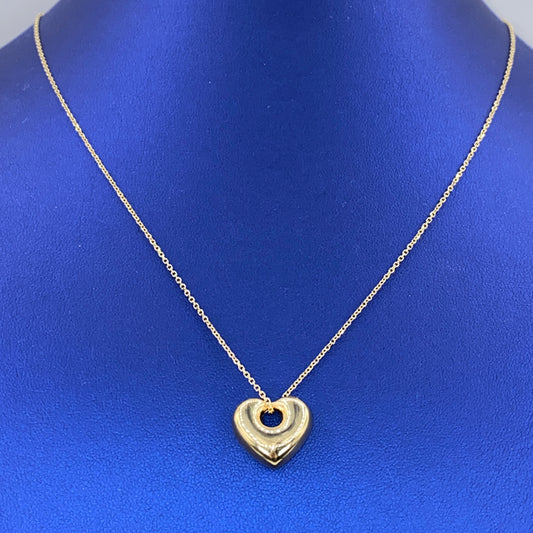 14K Puffy Heart Charm Necklace