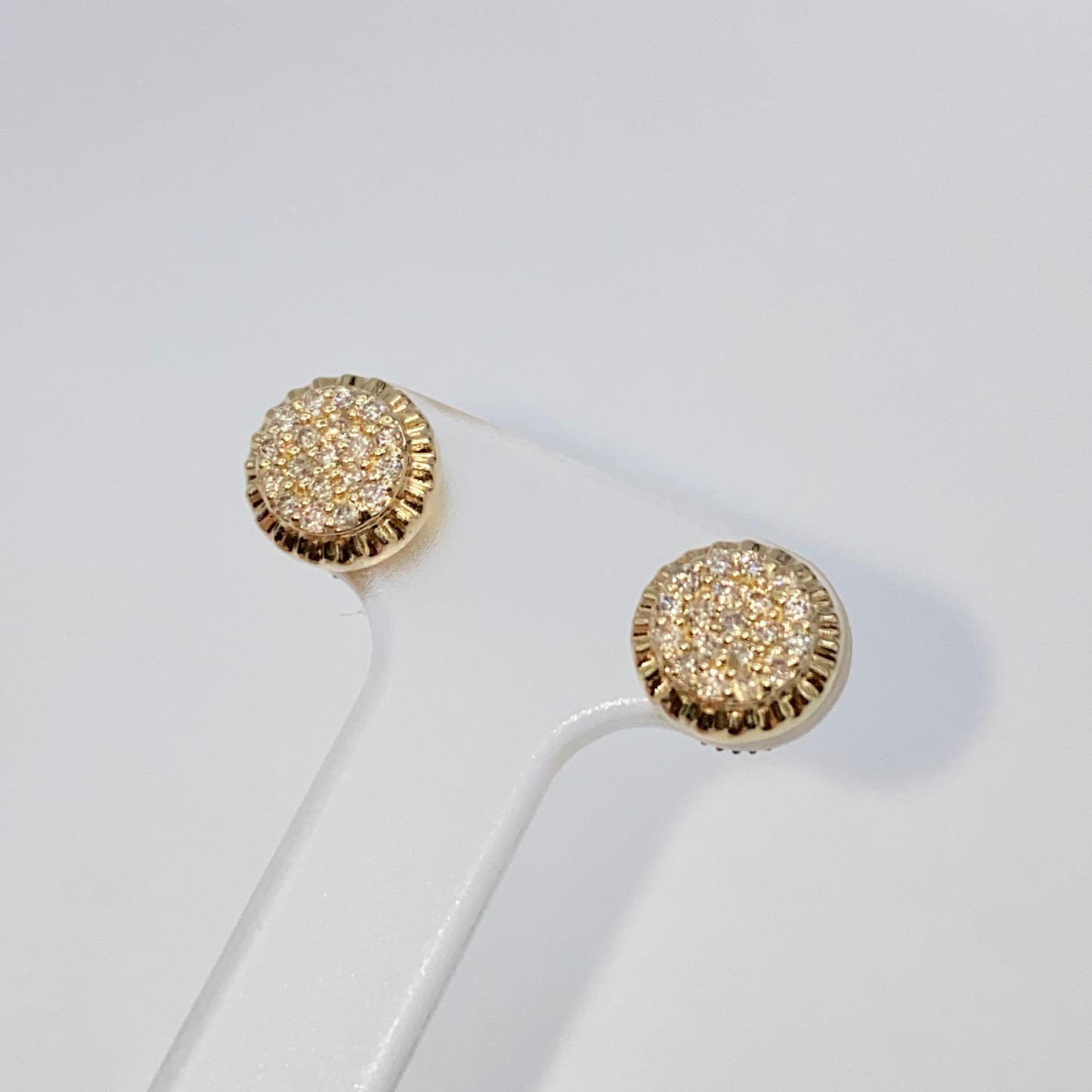 14K 8MM Circle Diamond Earrings