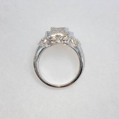 10K Square Halo Diamond Engagement Ring