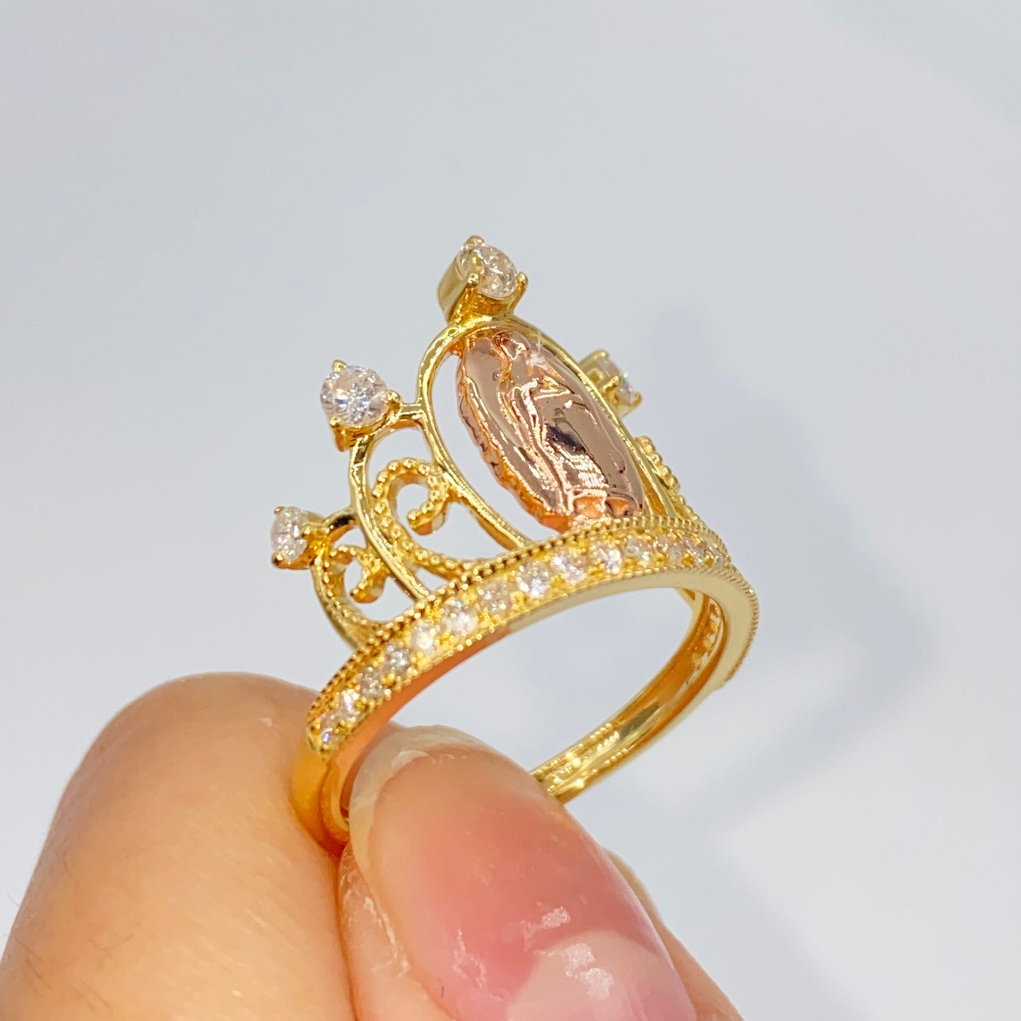 14K Tiara of Virgin Mary Diamond Ring