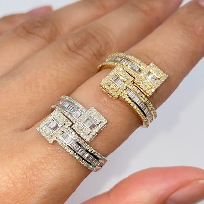 14K Square Bangle Wrap Diamond Ring