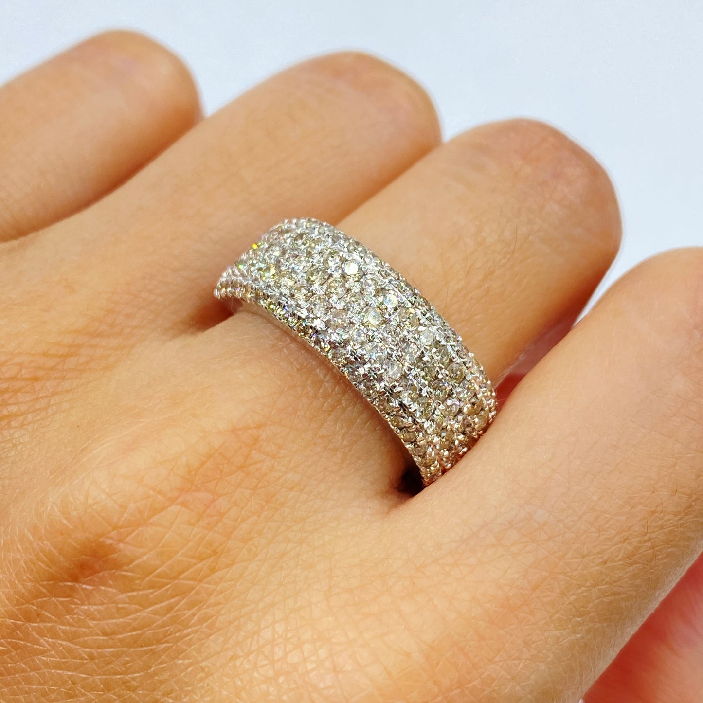 14K 8MM Iced Stack Diamond Ring Band