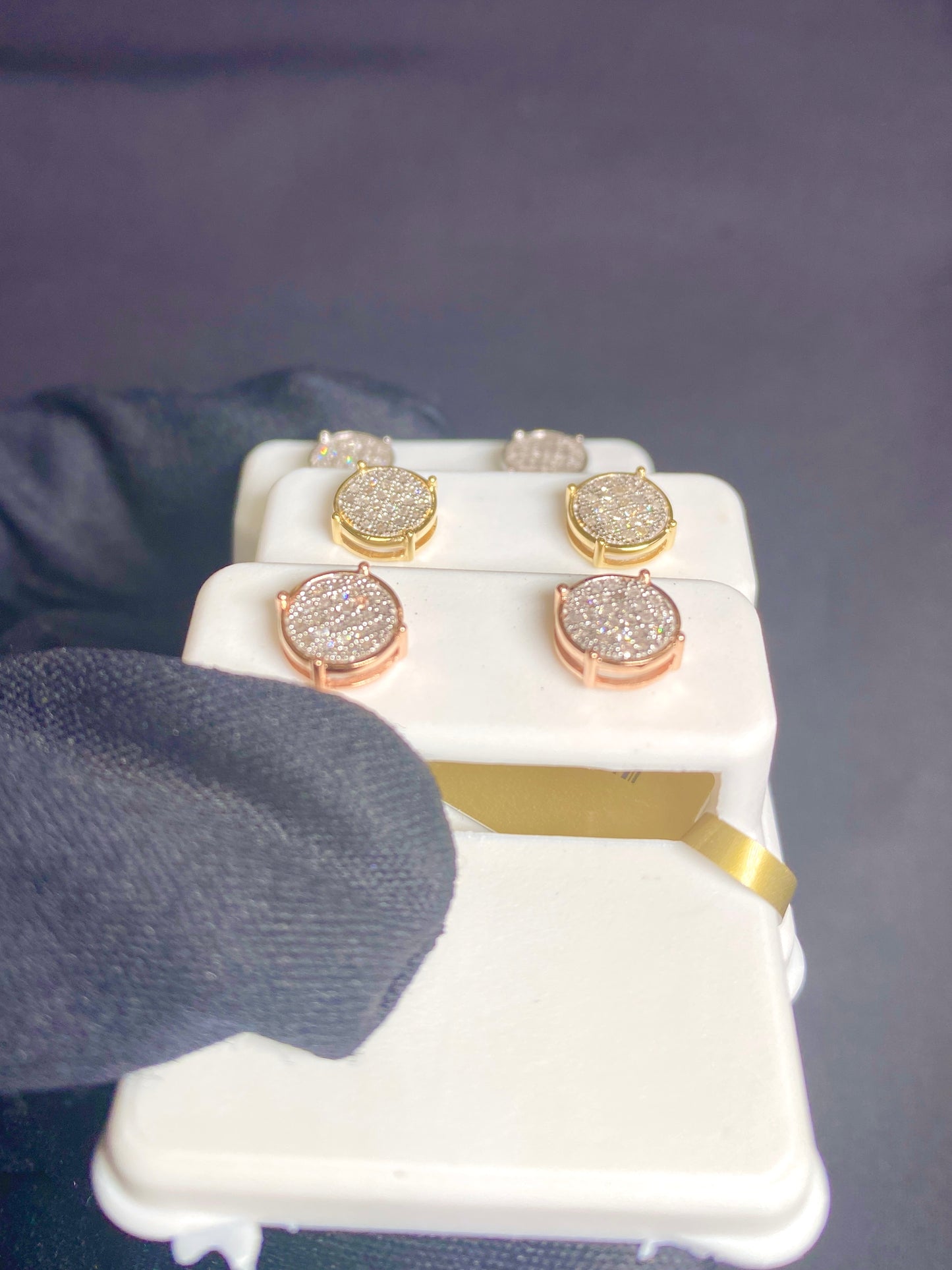 10K Circle Castle Diamond Earrings