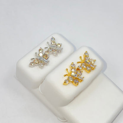 14K Butterfly Diamond Baguette Earrings