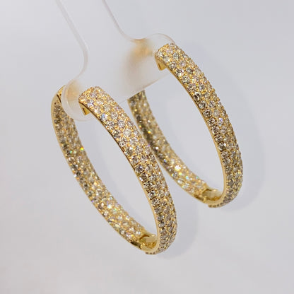 14K Goddess Hoop Diamond Earrings