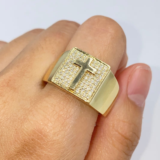 10K Mission Cross Diamond Ring
