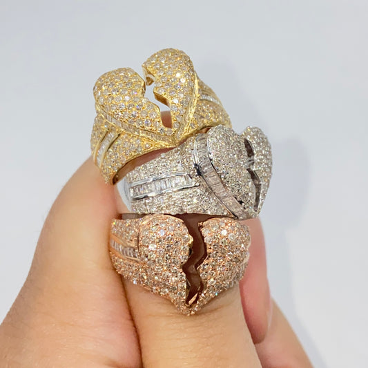 14K Broken Heart Diamond Baguette Ring
