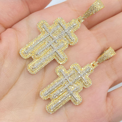10K Trilogy Cross Diamond Pendant