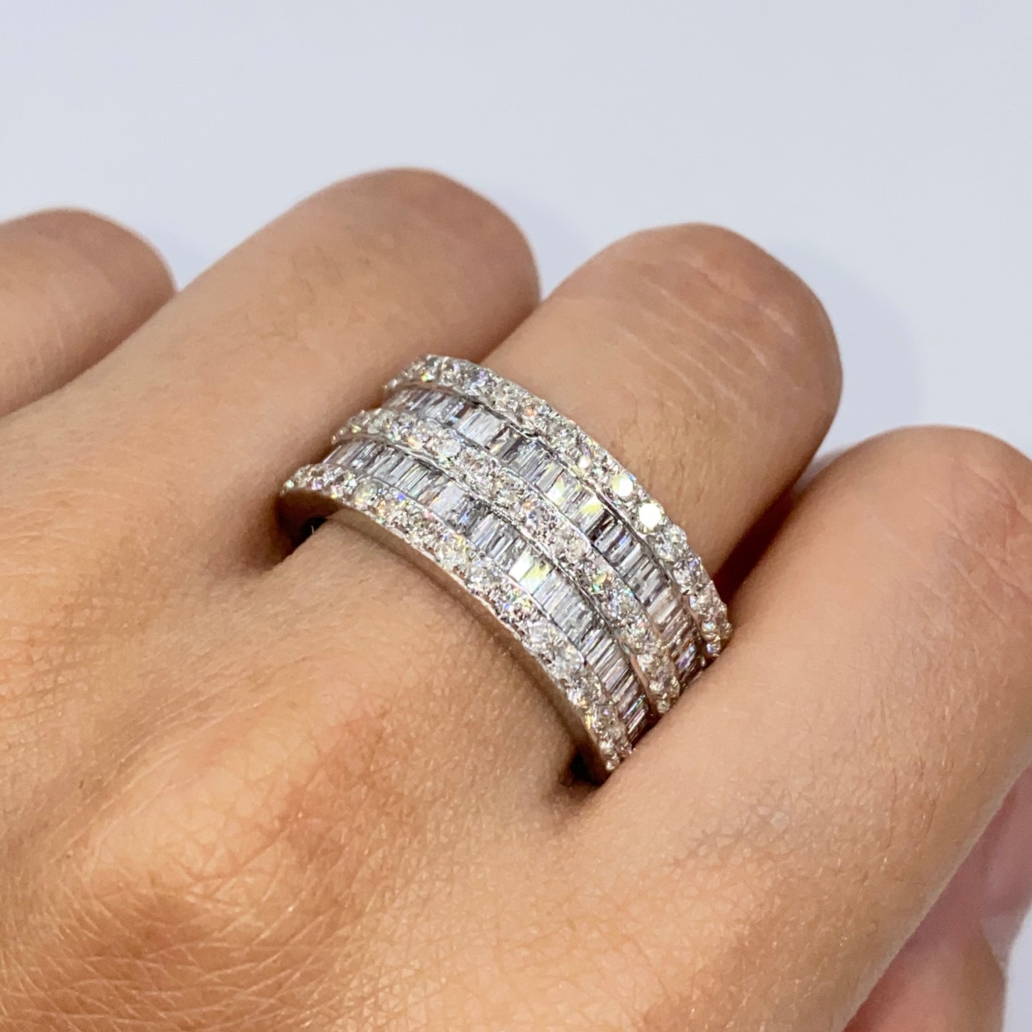 14K 11M Stacked Diamond Baguette Ring