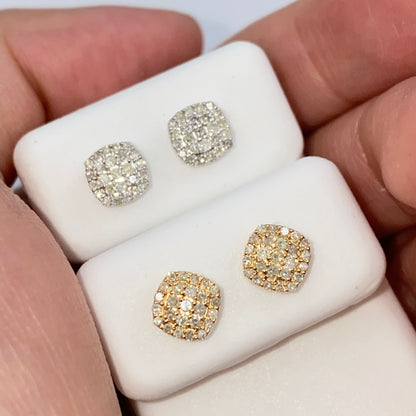 14K 7MM Rounded Square Diamond Earrings