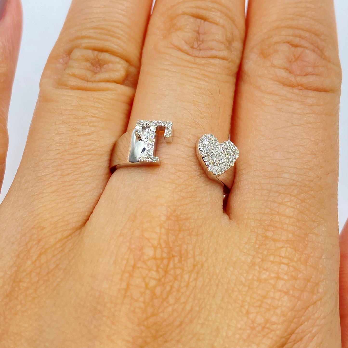 Initial Letter Heart Diamond Ring