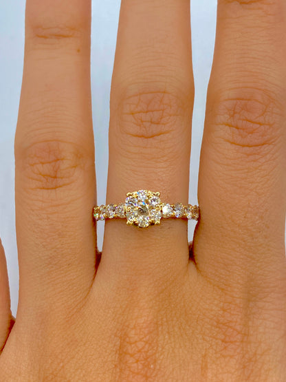 14k Circle One Row Engagement Ring