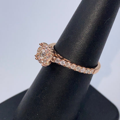 14K Rosebud Halo Diamond Engagement Ring