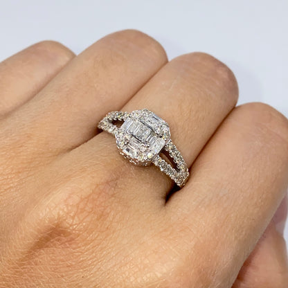 14K Noble Rectangle Diamond Baguette Ring
