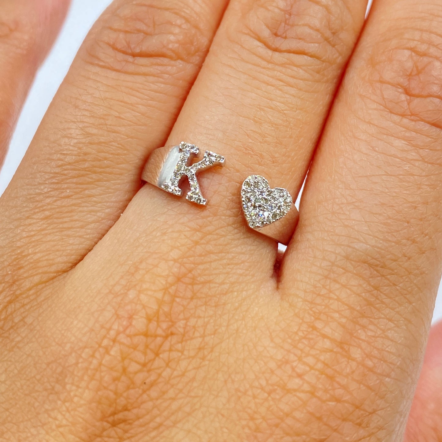 Initial Letter Heart Diamond Ring