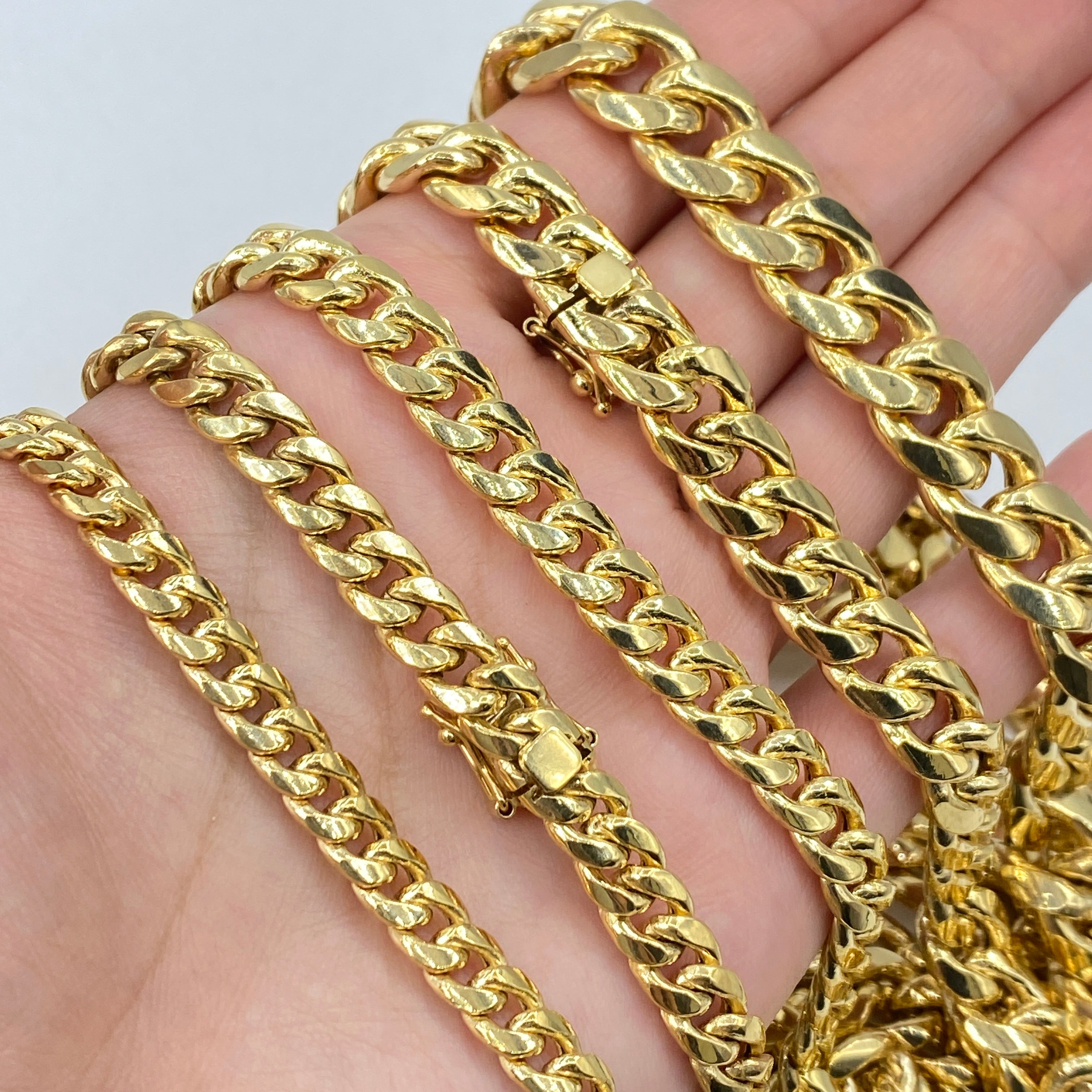 14K Semi Solid Cuban Link Chains 22 24