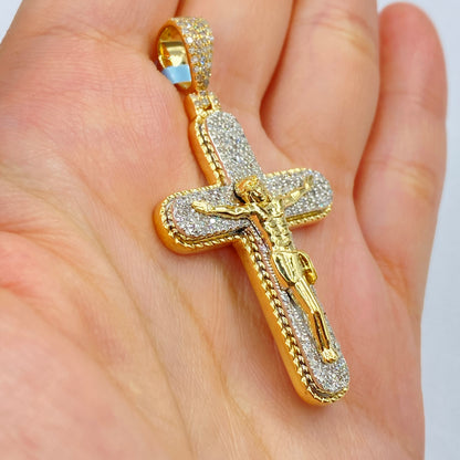 14K Jesus Cross Diamond Pendant