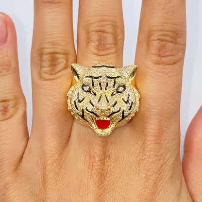 14K Tiger Diamond Ring