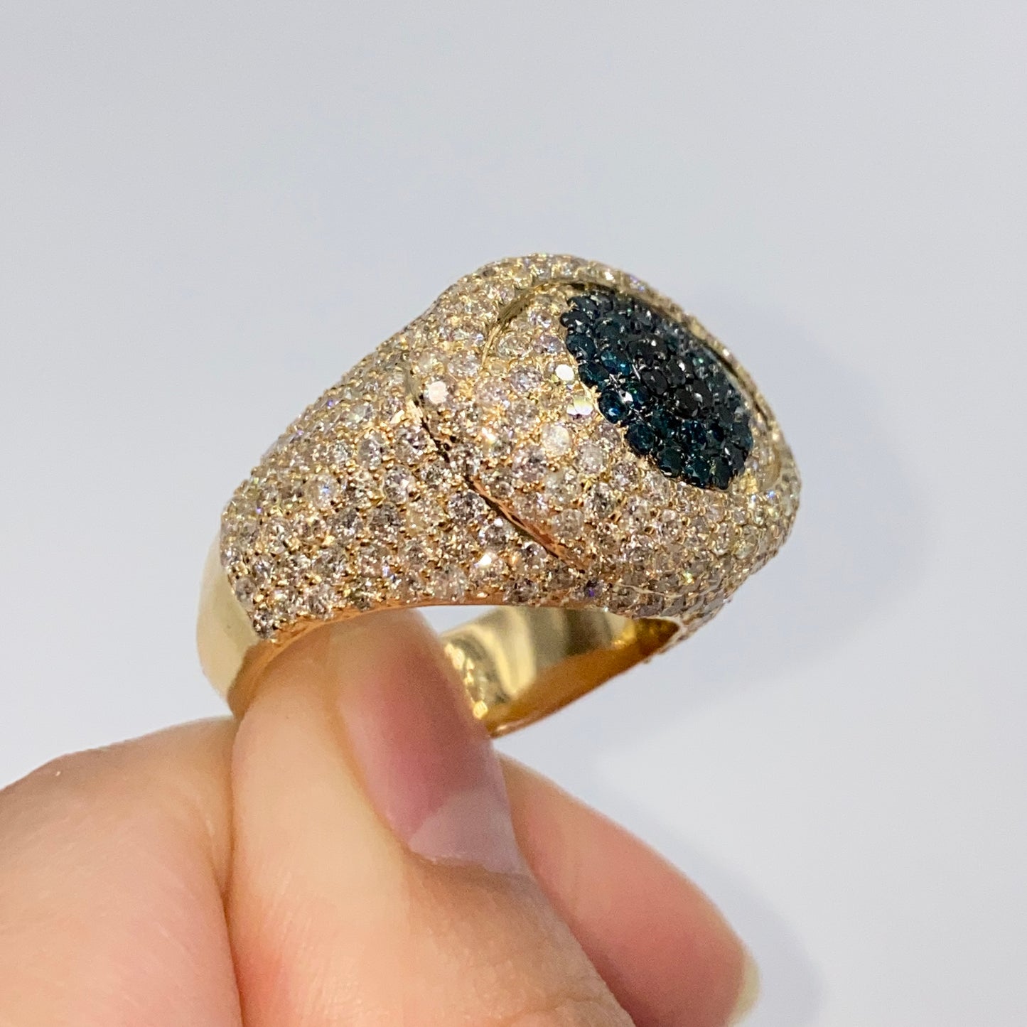 14K Iced Evil Eye Diamond Ring