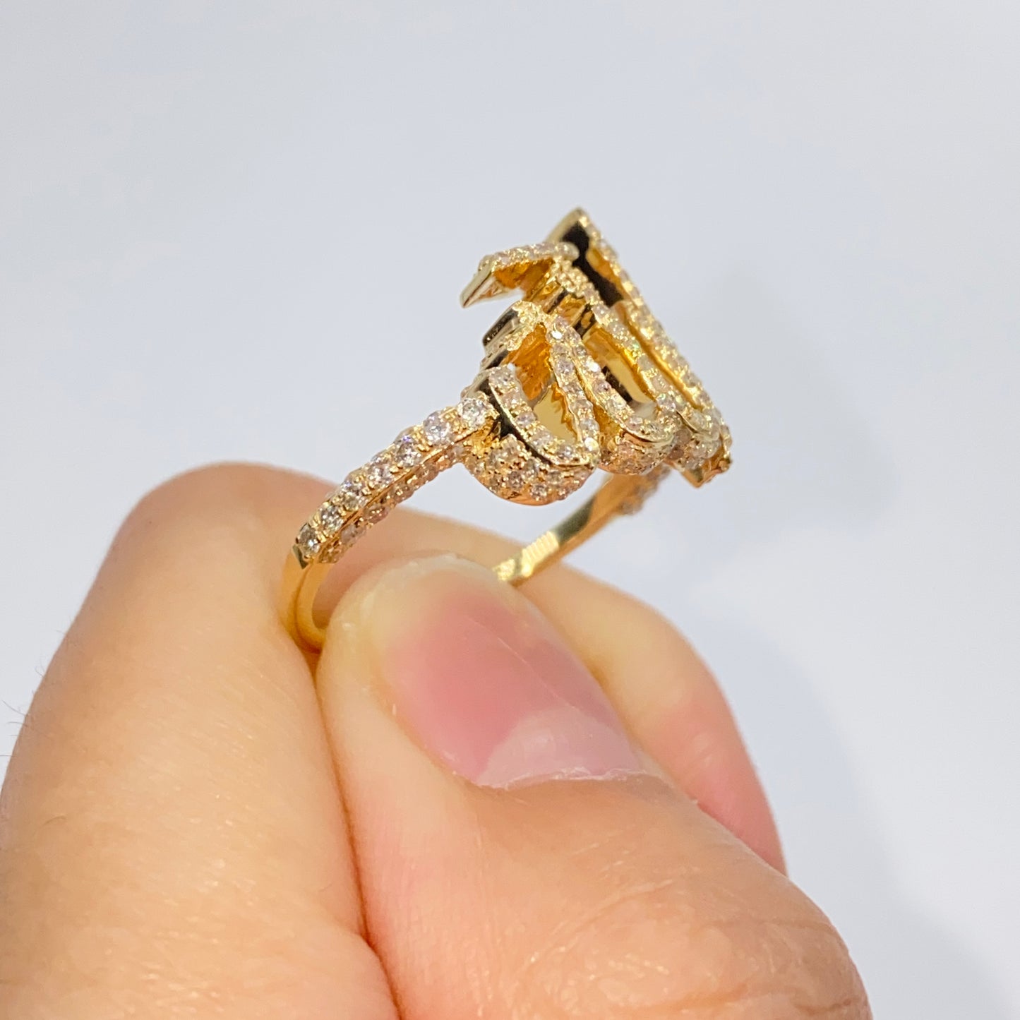 14K Allah Pavé Diamond Ring