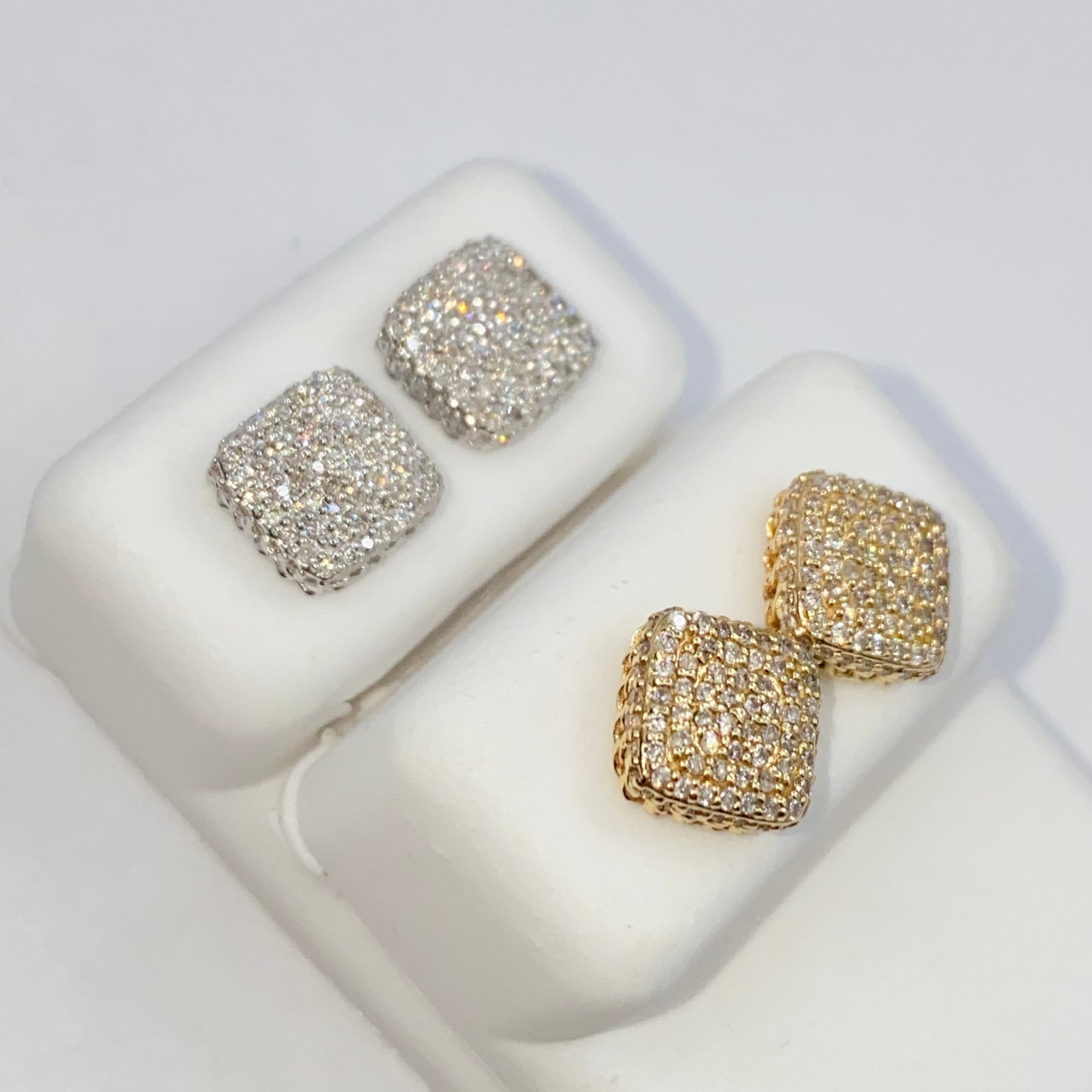 14K 8MM Irving Rounded Square Diamond Earrings