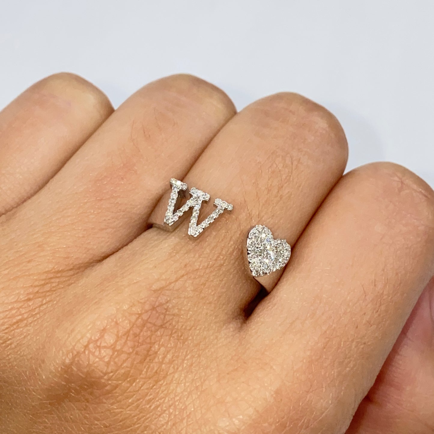 Initial Letter Heart Diamond Ring