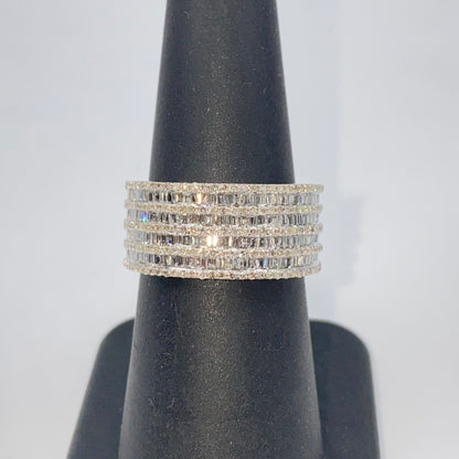 10K 10MM Stacked Diamond Baguette Ring