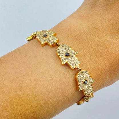 14K Hamsa Adjustable Bracelet