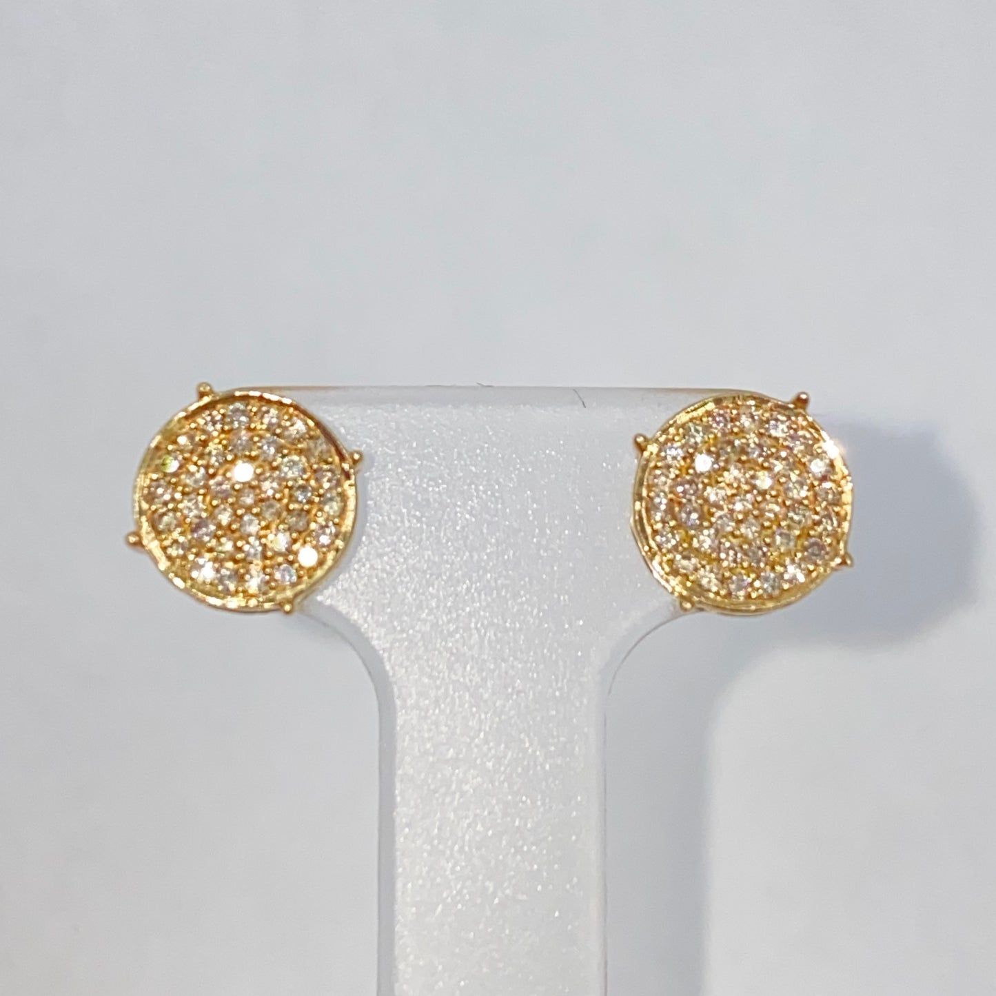 14K 8MM Circle Diamond Earrings