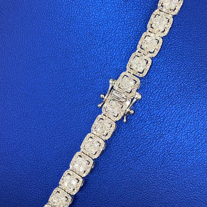 10K Square Tower Diamond Tennis Chain Necklace