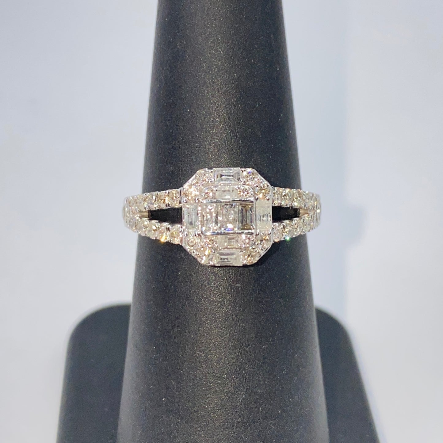 14K Noble Rectangle Diamond Baguette Ring