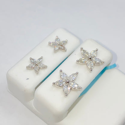 14K Summer Flower Diamond Earrings