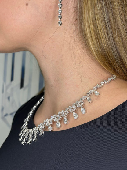 14K Baguette Pear Shape Bridal Necklace
