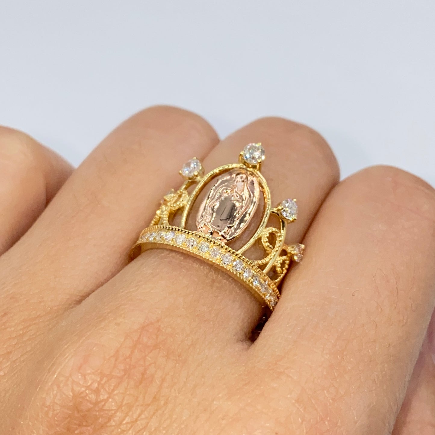 14K Tiara of Virgin Mary Diamond Ring