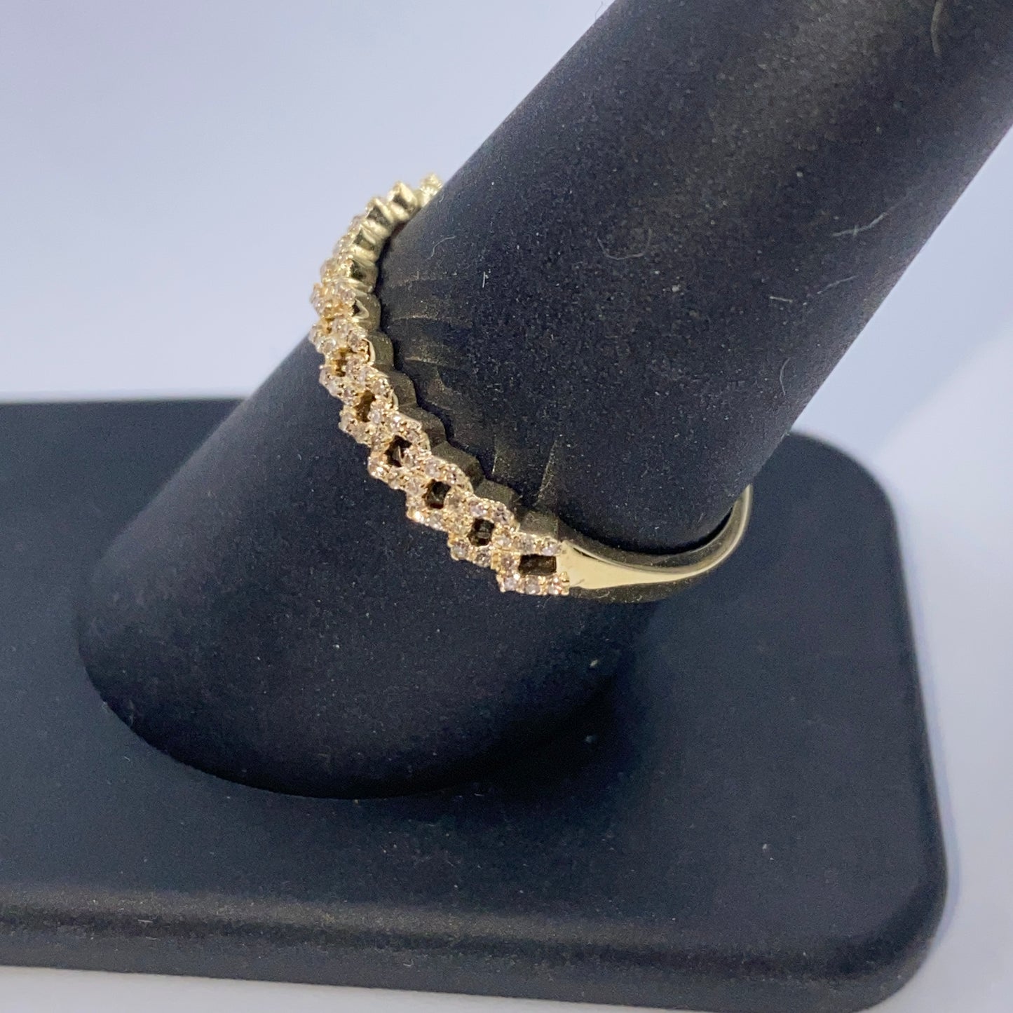 14K 4M Cuban Link Diamond Ring