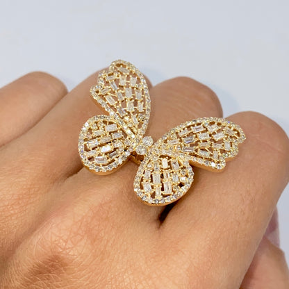 14K Jumbo Butterfly Diamond Ring