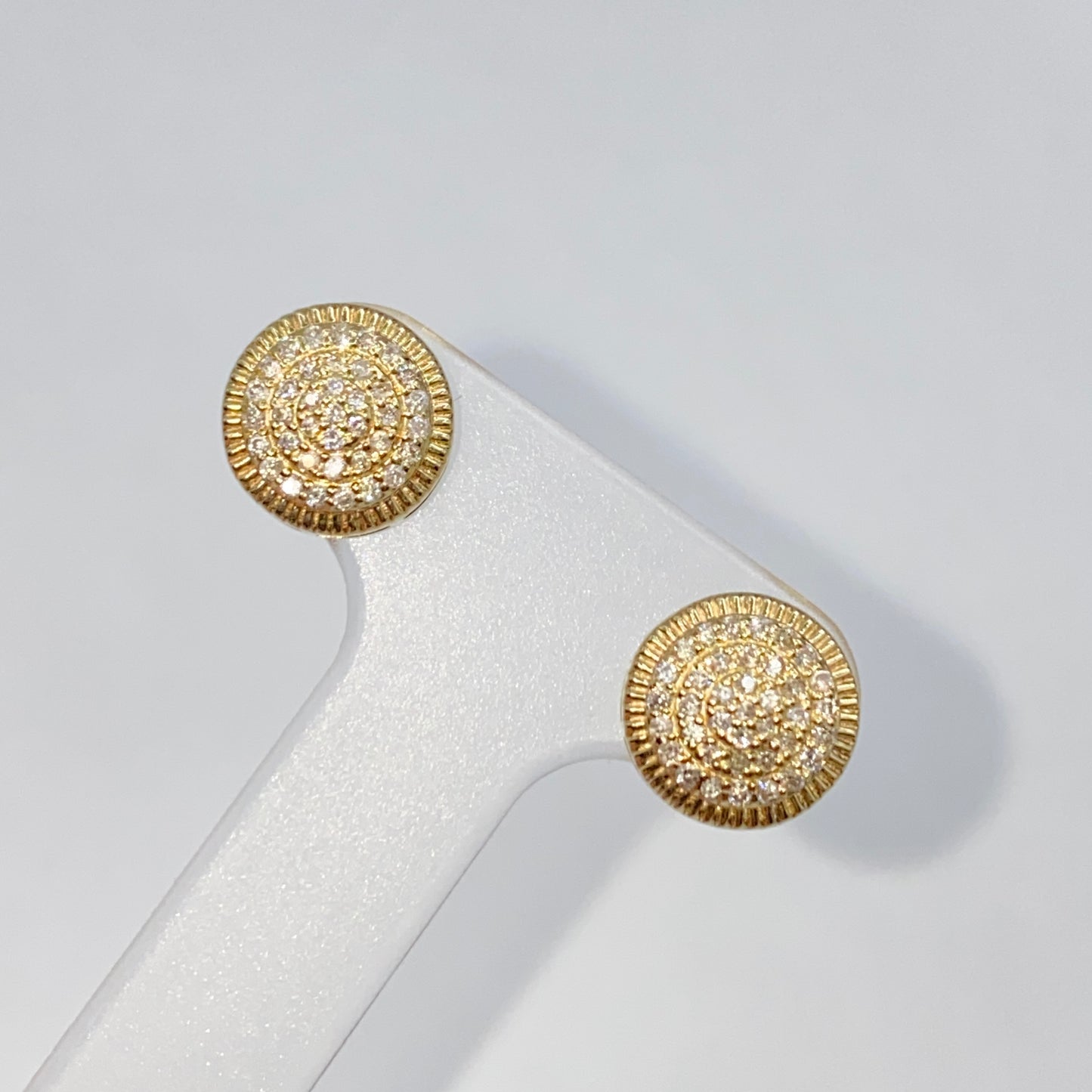 14K 8.3MM Circle Diamond Earrings