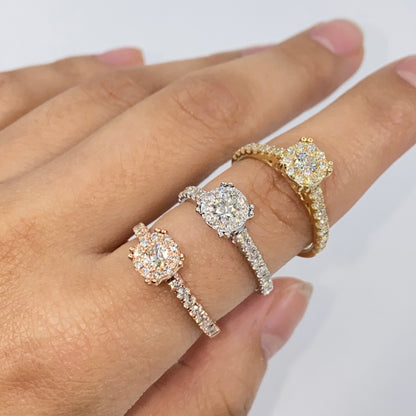 14K Rosebud Halo Diamond Engagement Ring