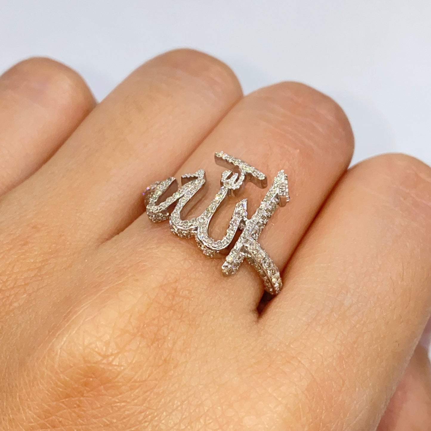 14K Allah Pavé Diamond Ring