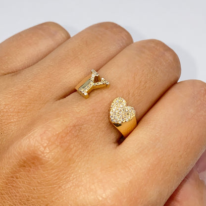 Initial Letter Heart Diamond Ring