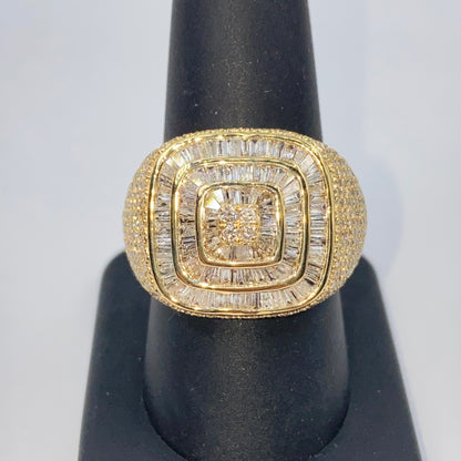 14K Jumbo Square Baguette Diamond Ring