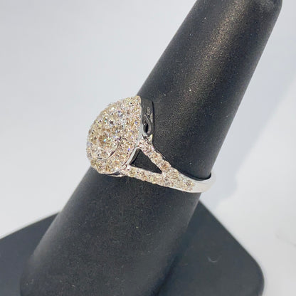 14K Pear Halo Diamond Engagement Ring