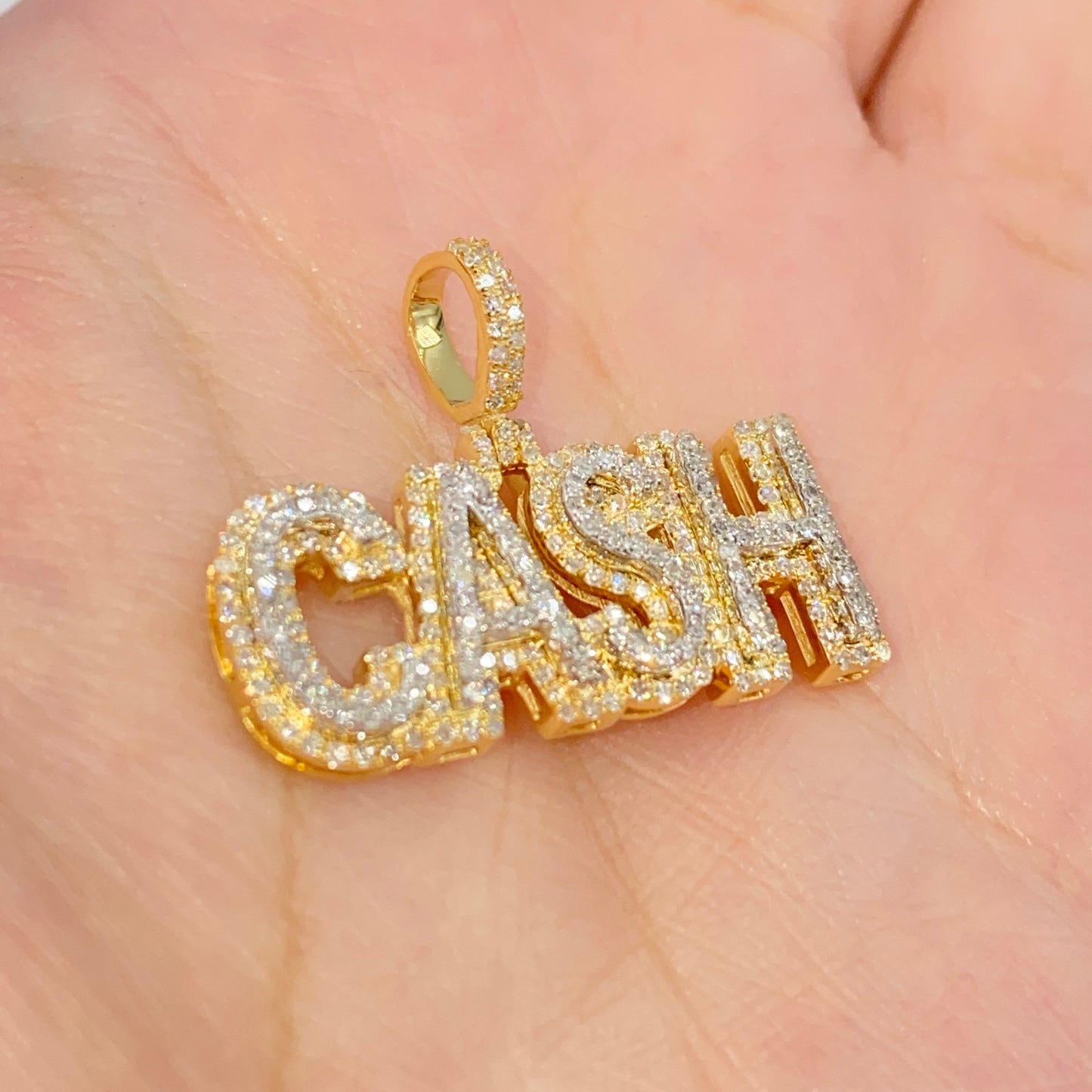 10K Custom "Cash" Name Diamond Pendant