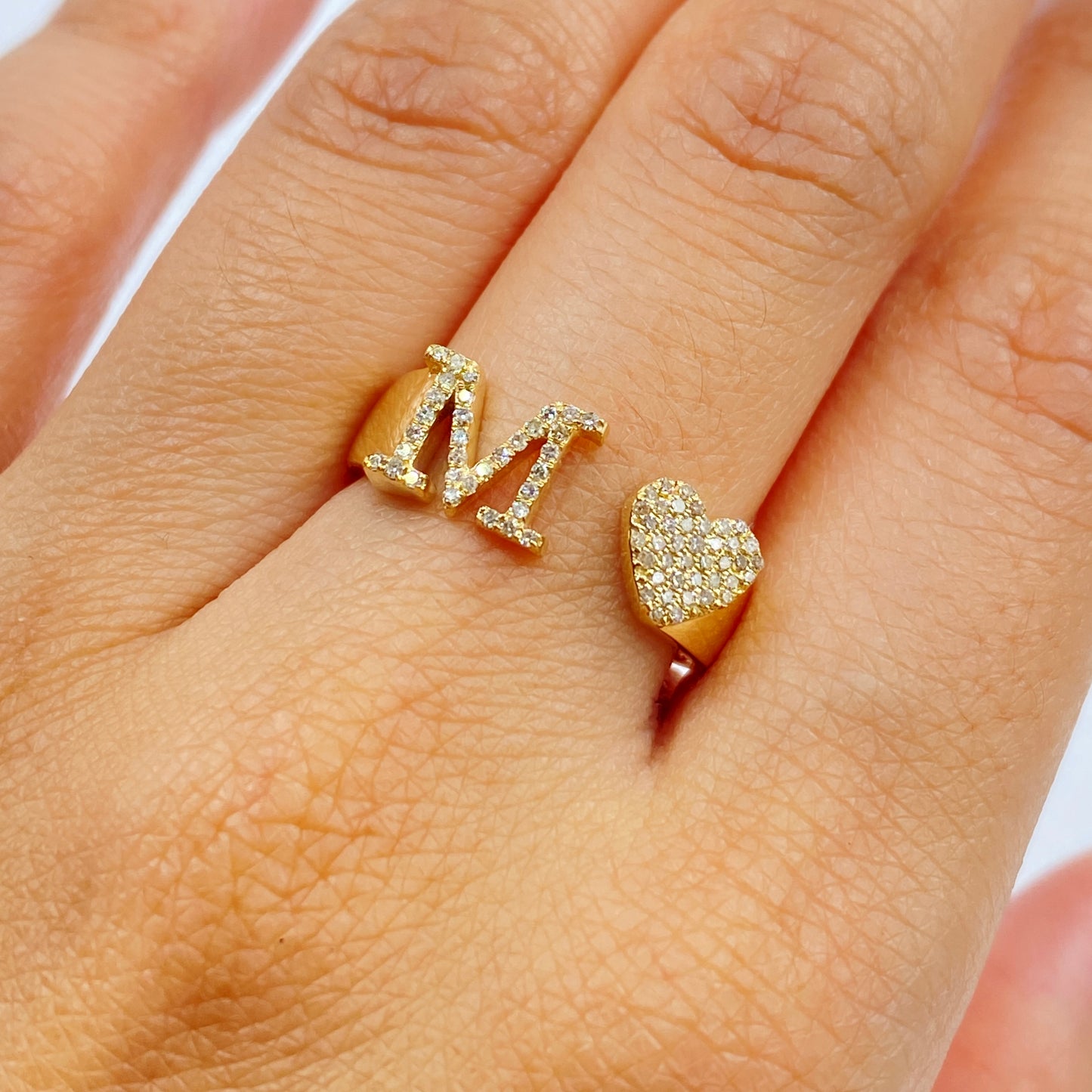 Initial Letter Heart Diamond Ring