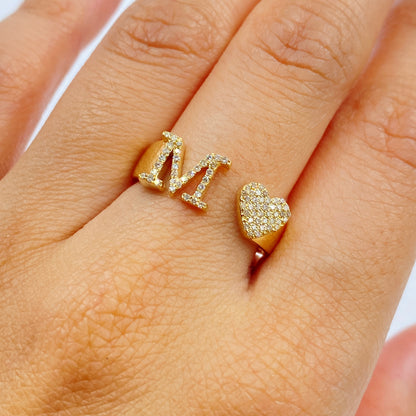 Initial Letter Heart Diamond Ring