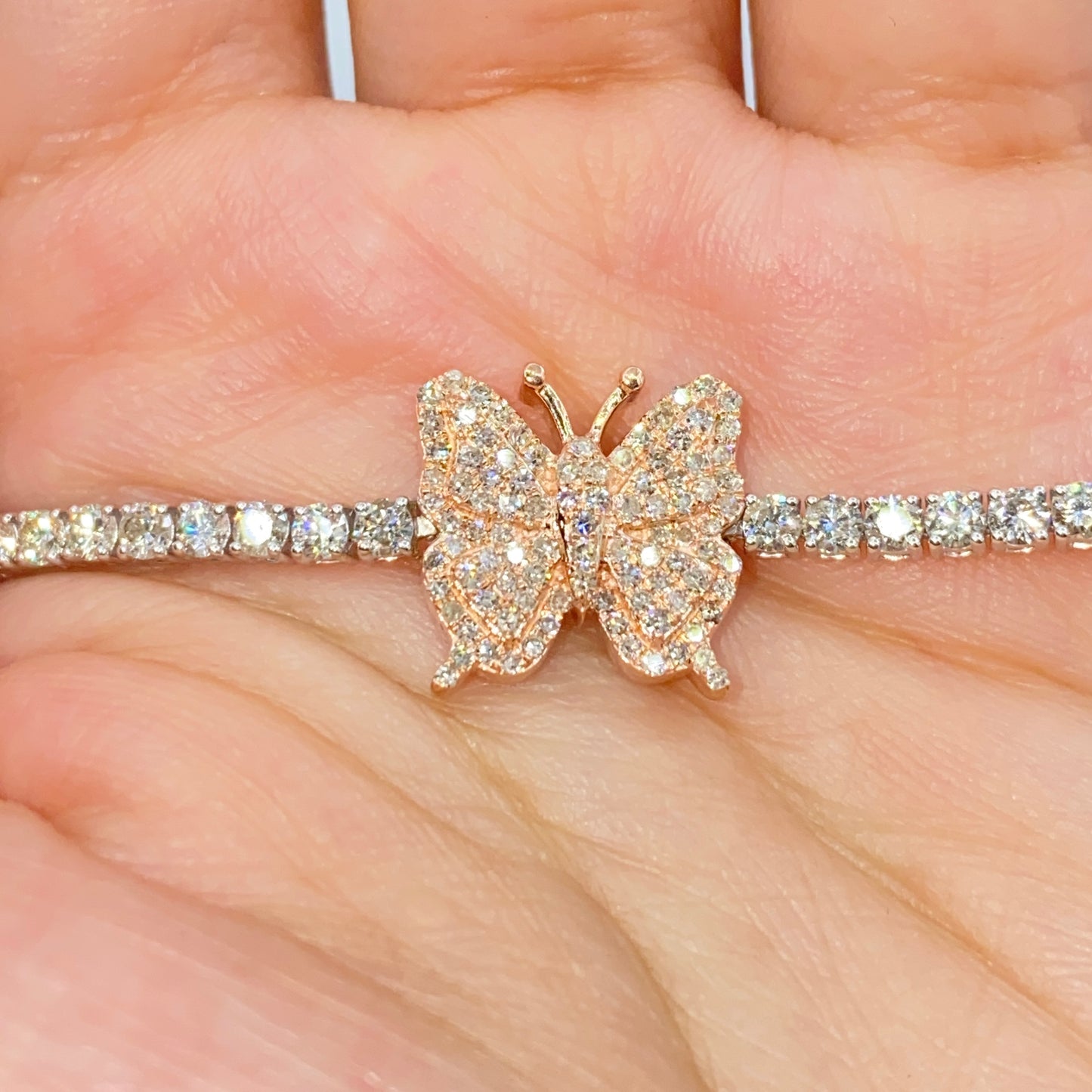 10K Butterfly Tennis Diamond Bracelet