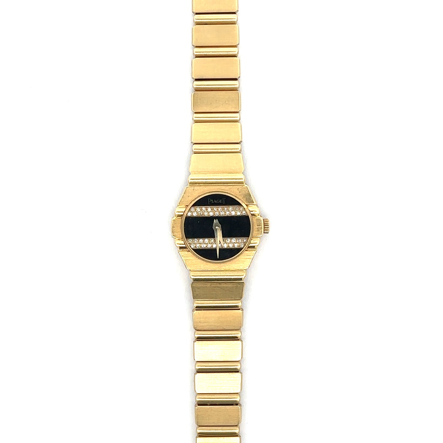 Piaget Polo 18K Gold Diamond Black Dial 19MM Watch