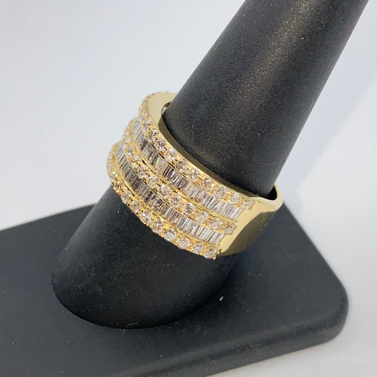 14K 11M Stacked Diamond Baguette Ring