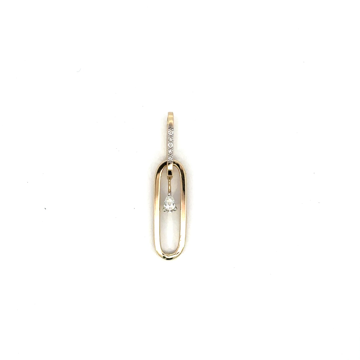 14K Gold Paperclip Diamond Pendant